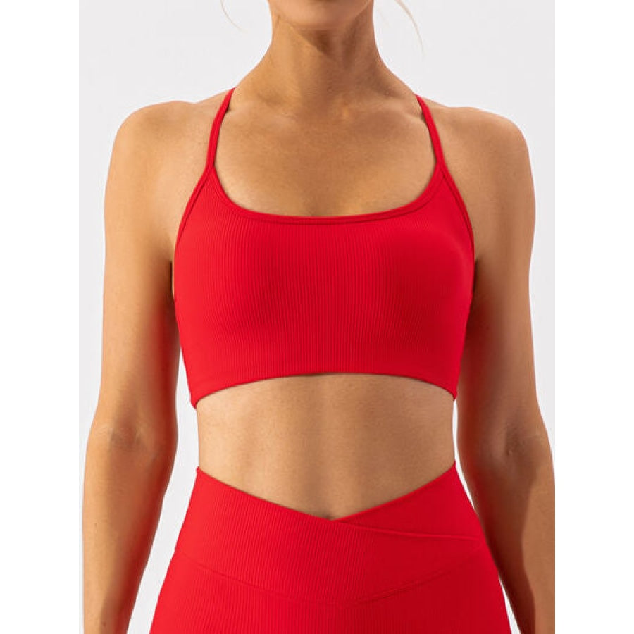 Spaghetti Strap Active Bra Red / S Apparel and Accessories