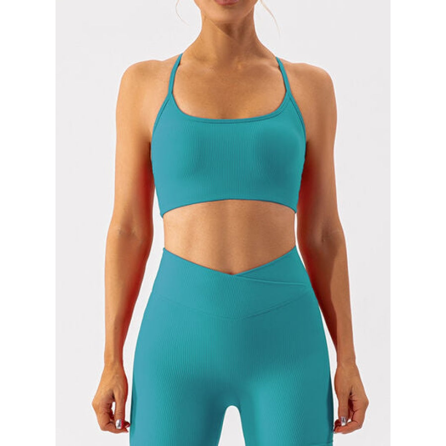 Spaghetti Strap Active Bra Turquoise / S Apparel and Accessories