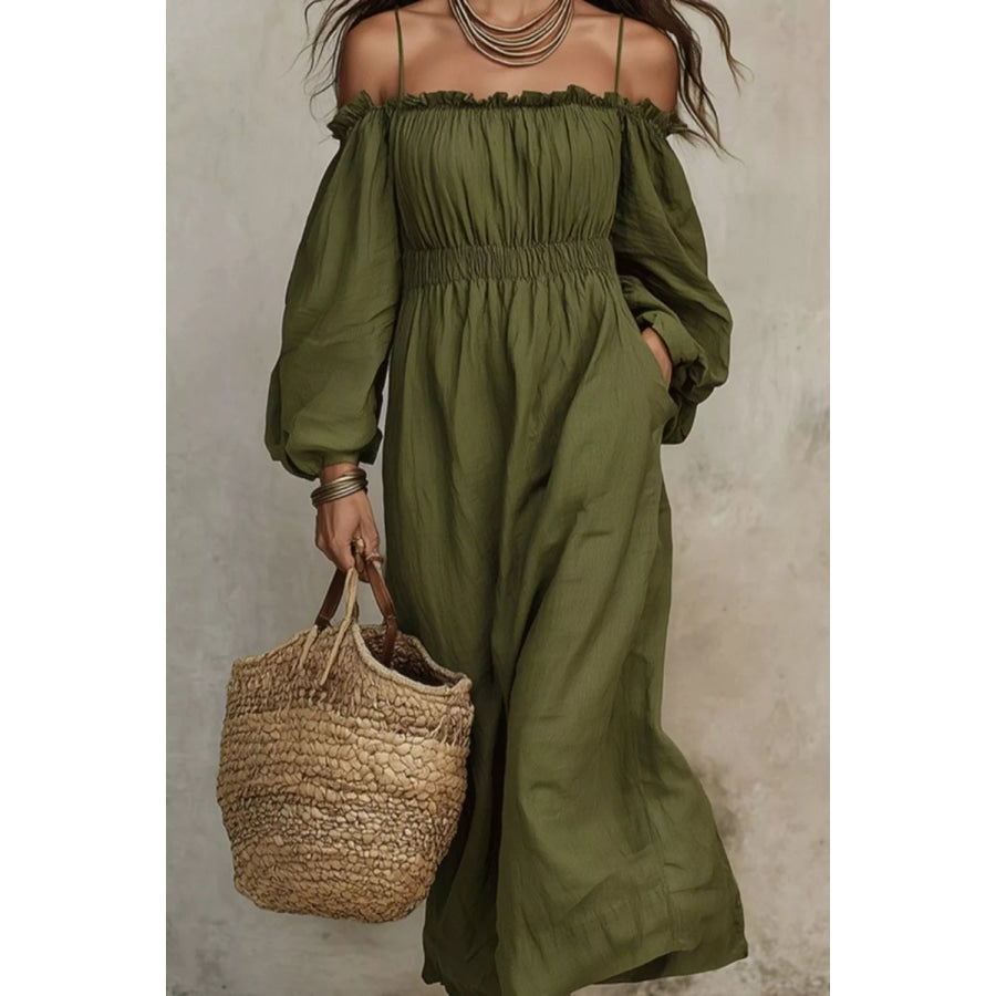 Spaghetti Strap Balloon Sleeve Dress Apparel and Accessories