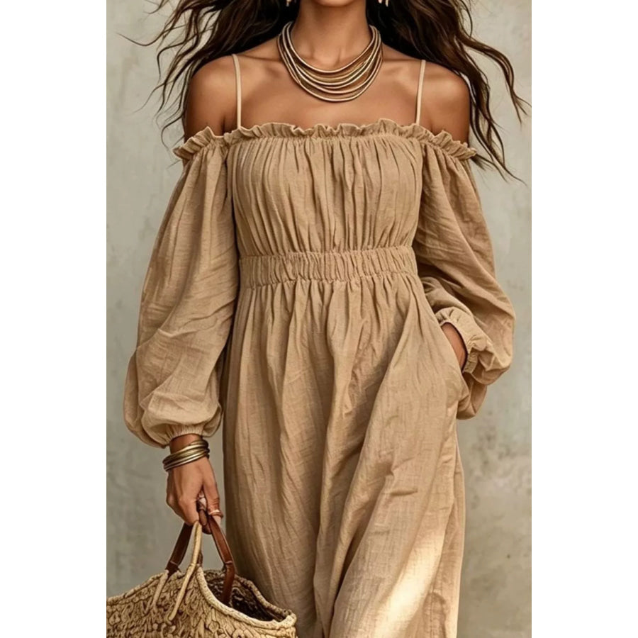 Spaghetti Strap Balloon Sleeve Dress Apparel and Accessories