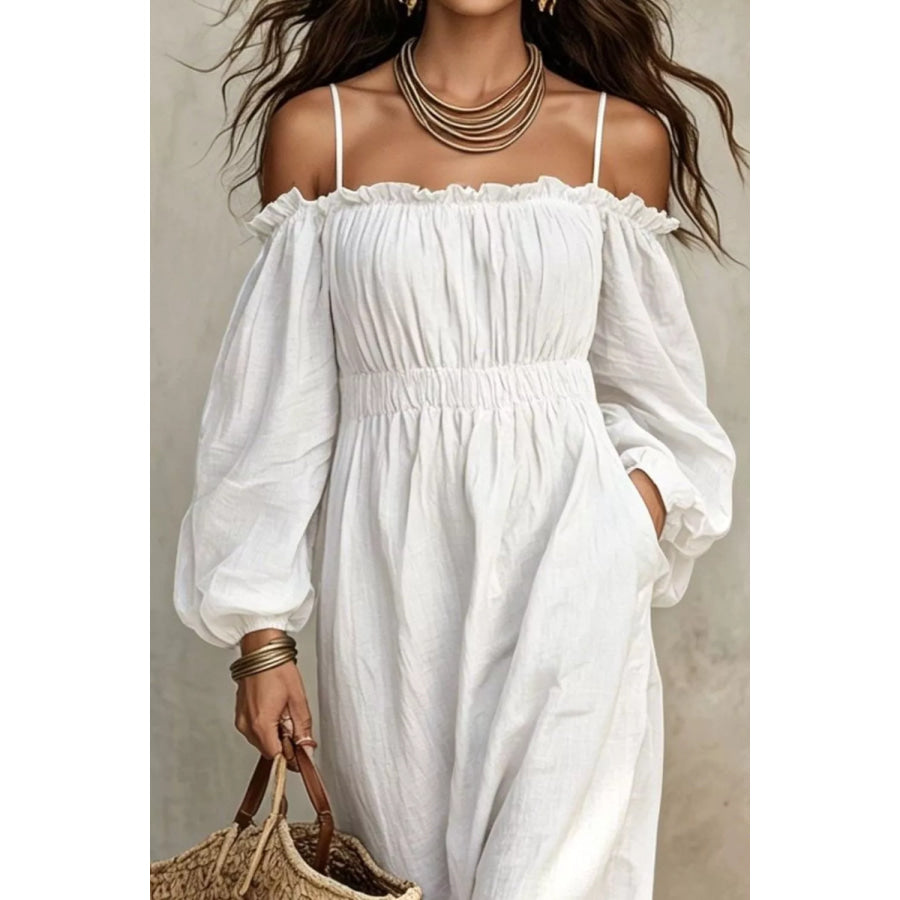 Spaghetti Strap Balloon Sleeve Dress Apparel and Accessories