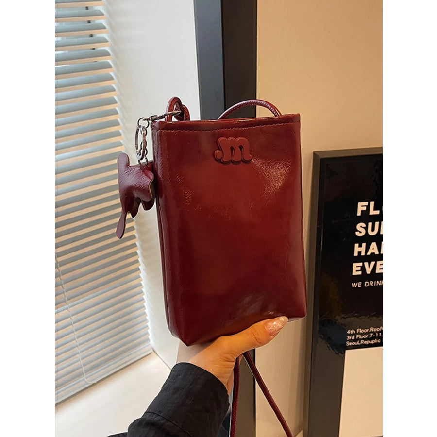 Spaghetti Strap Crossbody Bag with Charm Apparel and Accessories