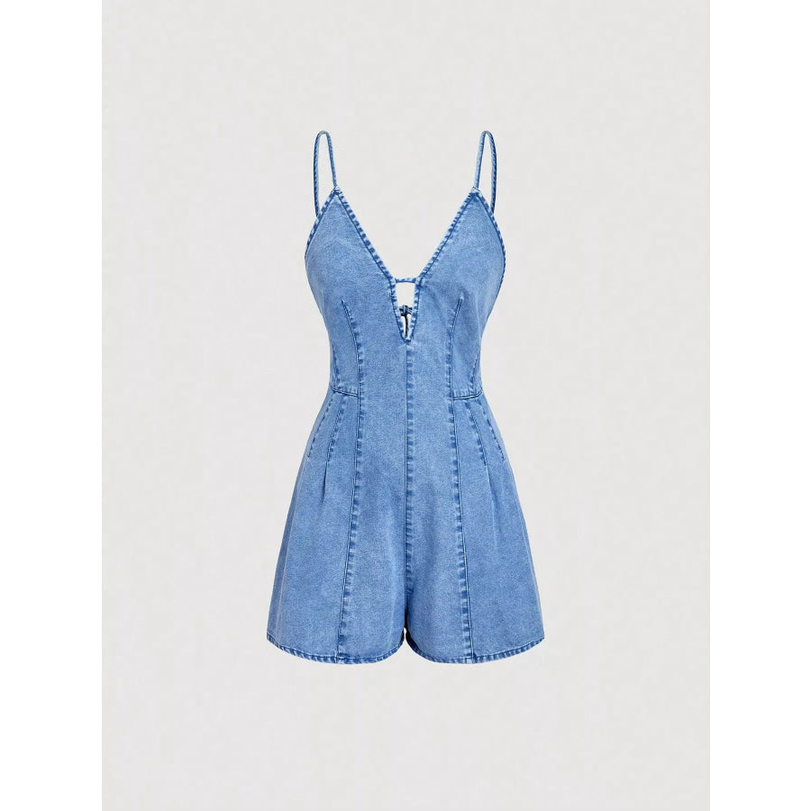 Spaghetti Strap Denim Romper Blue / XS Apparel and Accessories