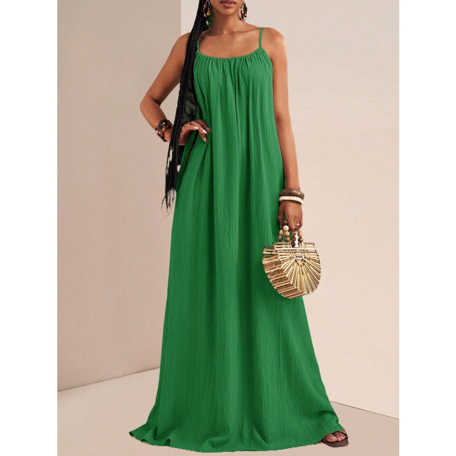 Spaghetti Strap Flowy Maxi Dress Green / S Apparel and Accessories