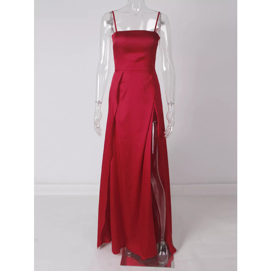 Spaghetti Strap High-Slit Maxi Dress Apparel and Accessories