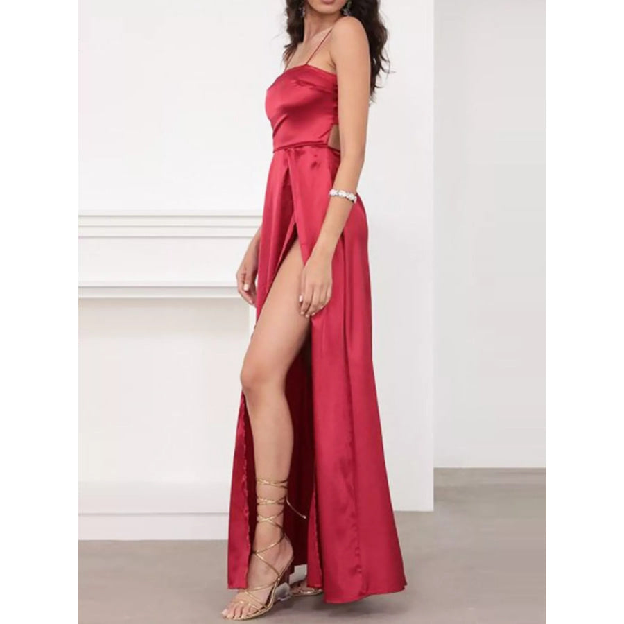 Spaghetti Strap High-Slit Maxi Dress Apparel and Accessories