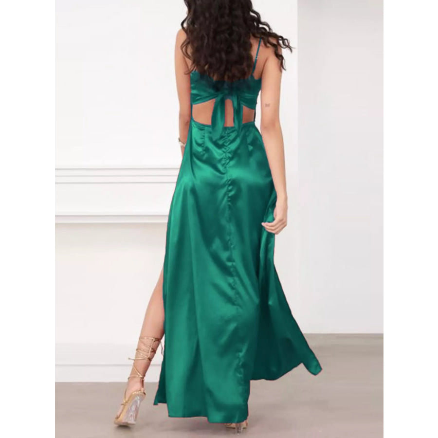 Spaghetti Strap High-Slit Maxi Dress Apparel and Accessories