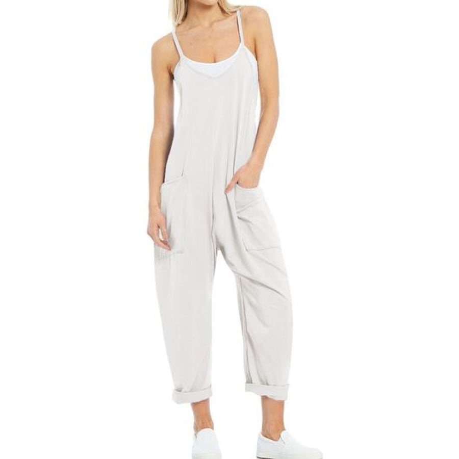 Spaghetti Strap Jumpsuit with Pockets Apparel and Accessories