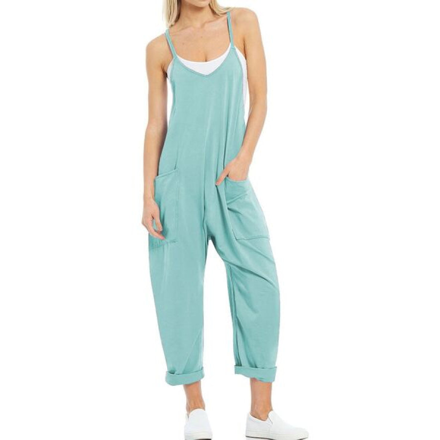 Spaghetti Strap Jumpsuit with Pockets Apparel and Accessories