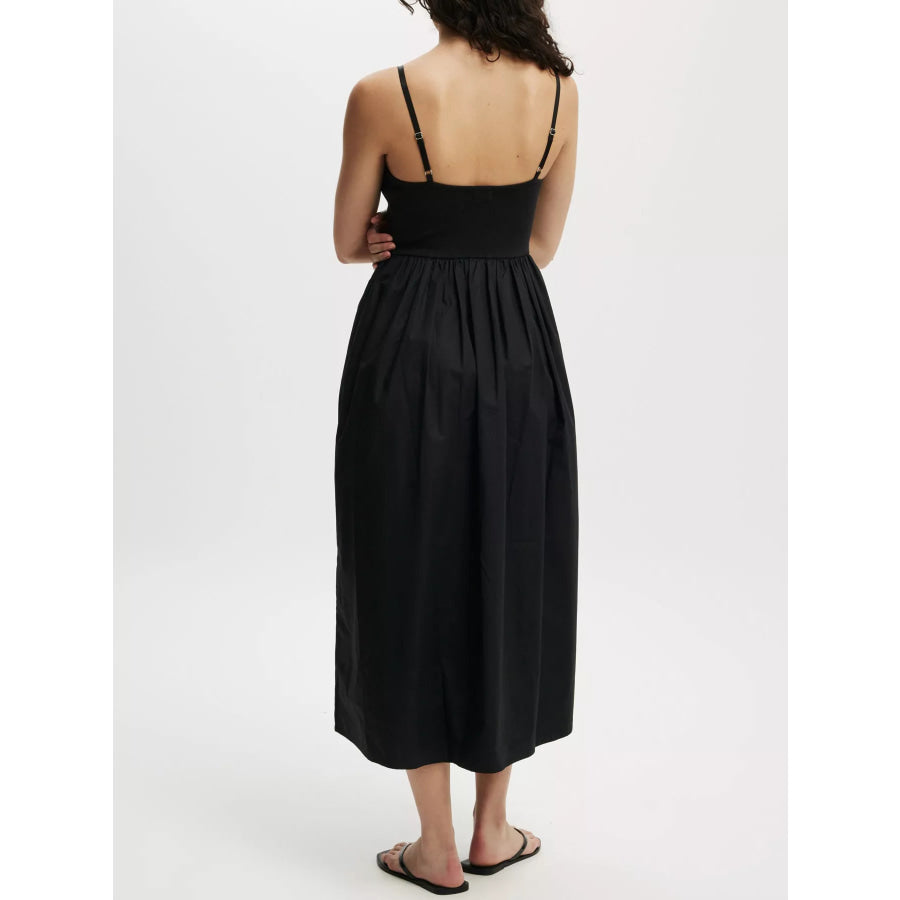 Spaghetti Strap Midi Dress with Pockets Apparel and Accessories
