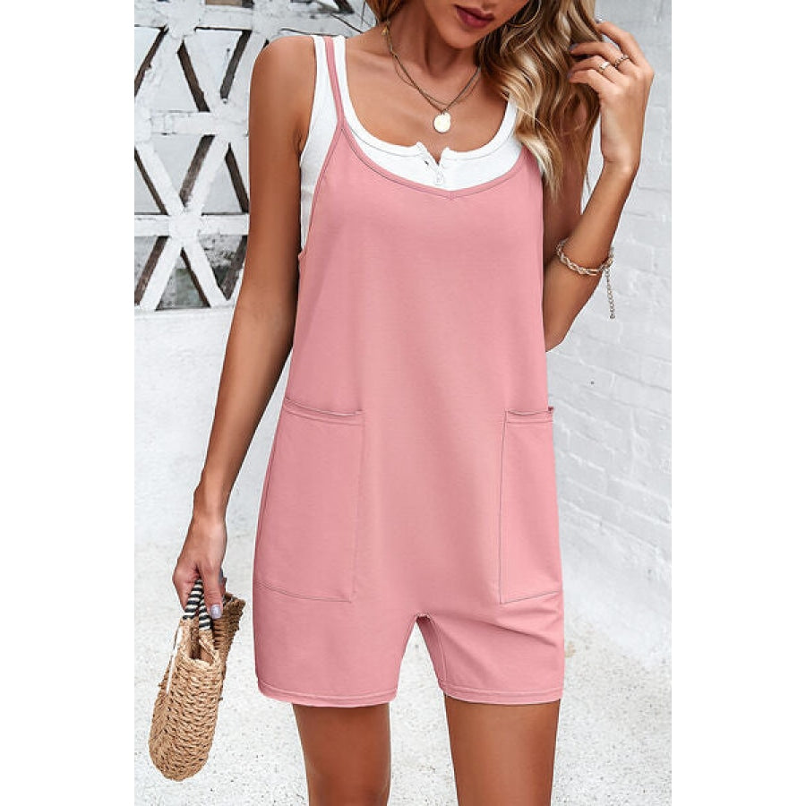 Spaghetti Strap Romper with Pockets Apparel and Accessories