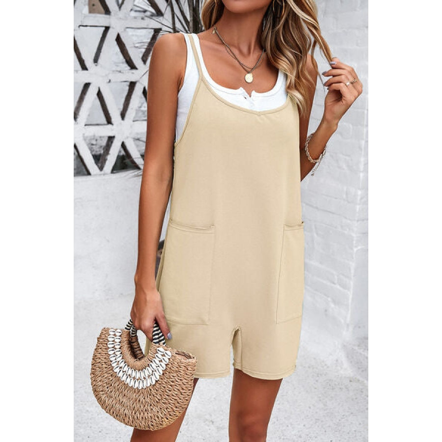 Spaghetti Strap Romper with Pockets Apparel and Accessories