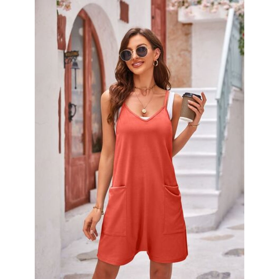 Spaghetti Strap Romper with Pockets Apparel and Accessories