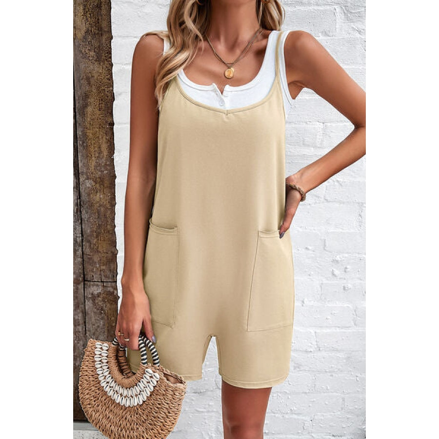 Spaghetti Strap Romper with Pockets Apparel and Accessories