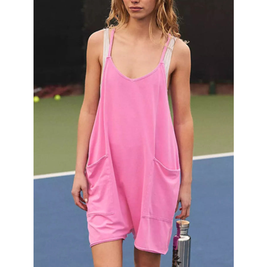 Spaghetti Strap Romper with Pockets Apparel and Accessories