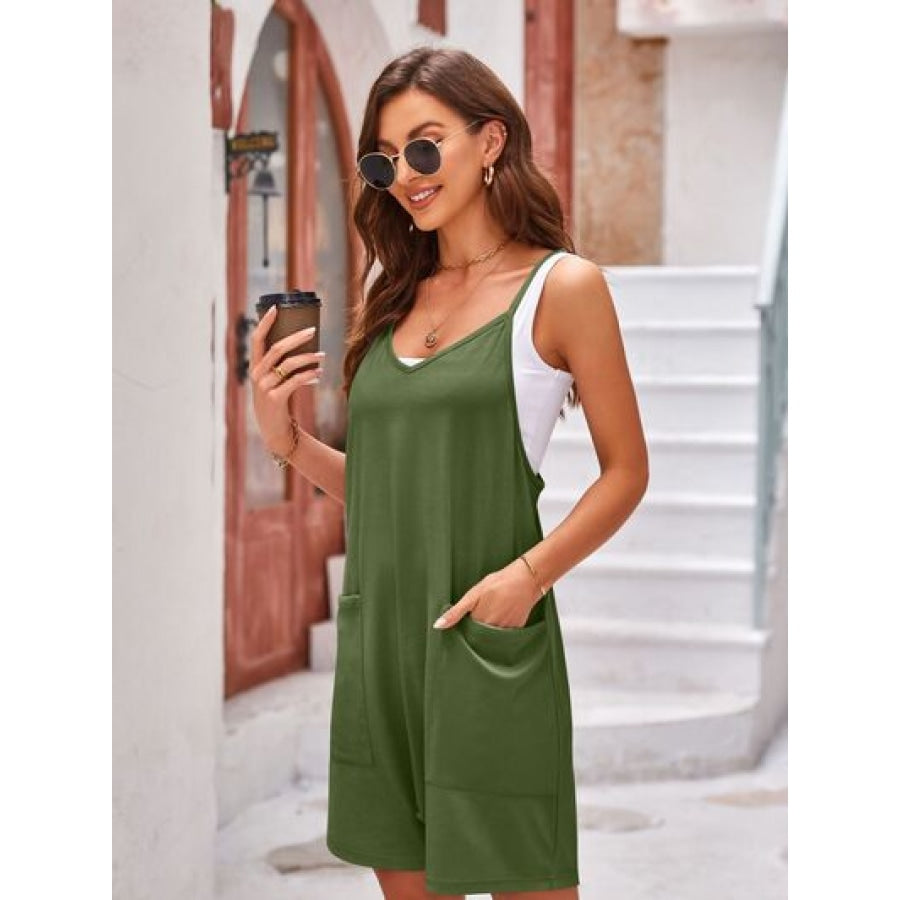 Spaghetti Strap Romper with Pockets Apparel and Accessories