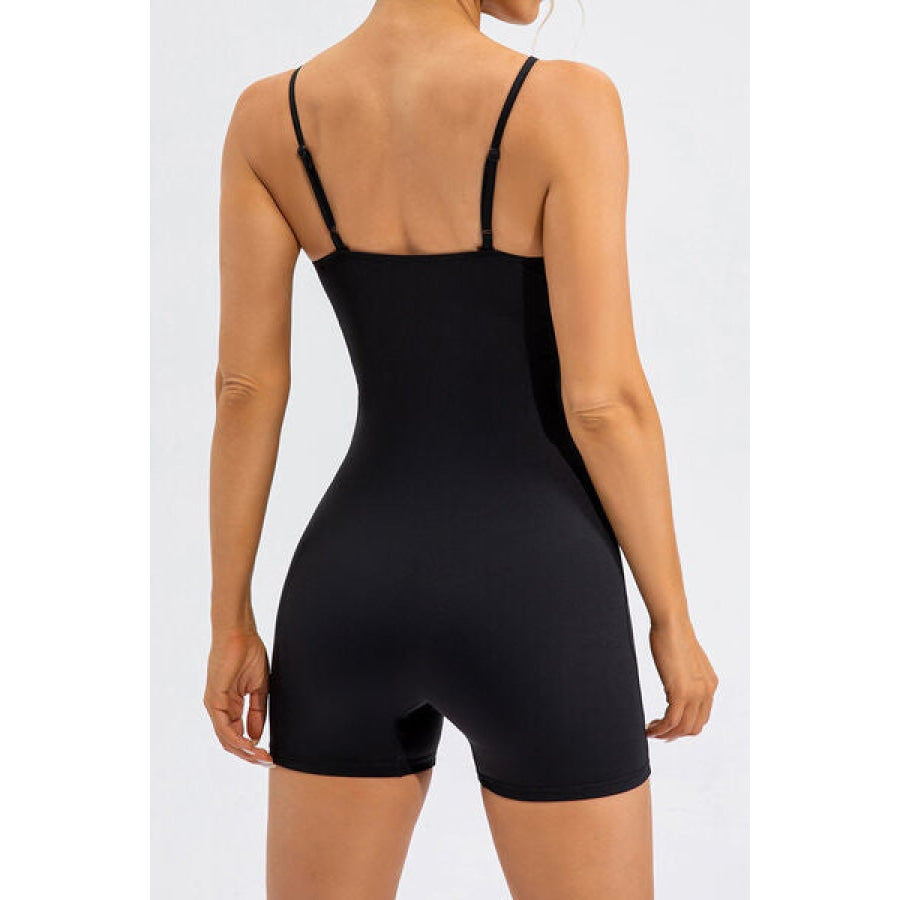 Spaghetti Strap Round Neck Romper Black / S Apparel and Accessories