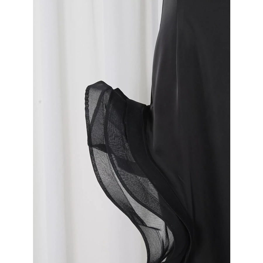 Spaghetti Strap Ruffle Slit Maxi Dress Apparel and Accessories