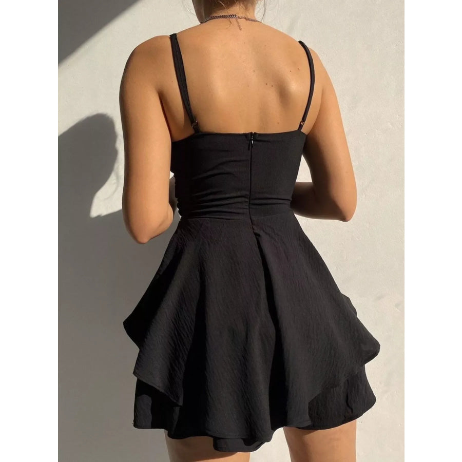 Spaghetti Strap Ruffled Romper Apparel and Accessories