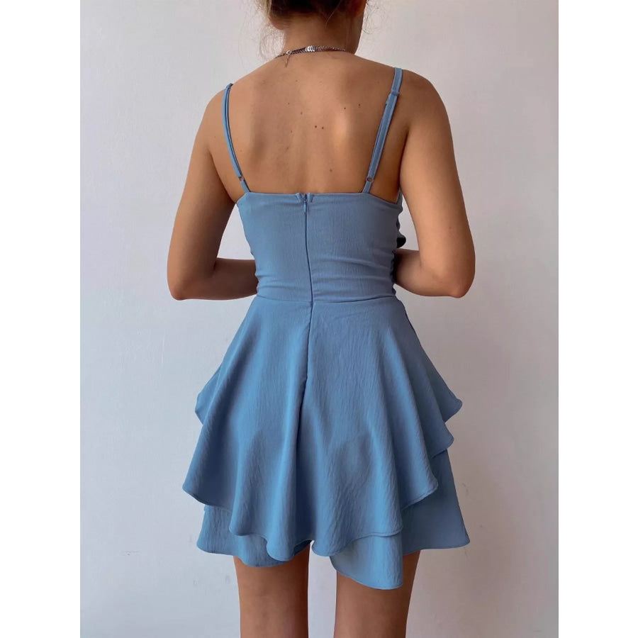 Spaghetti Strap Ruffled Romper Apparel and Accessories