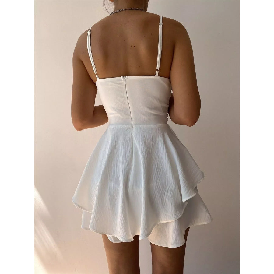 Spaghetti Strap Ruffled Romper Apparel and Accessories