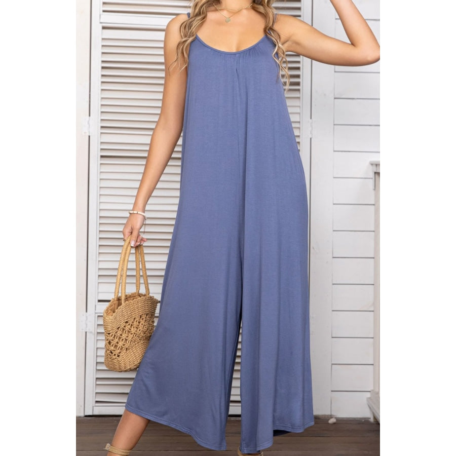 Spaghetti Strap Scoop Neck Jumpsuit Periwinkle / S