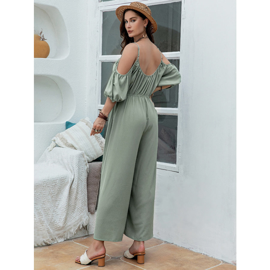 Spaghetti Strap Wide Leg Jumpsuit Apparel and Accessories