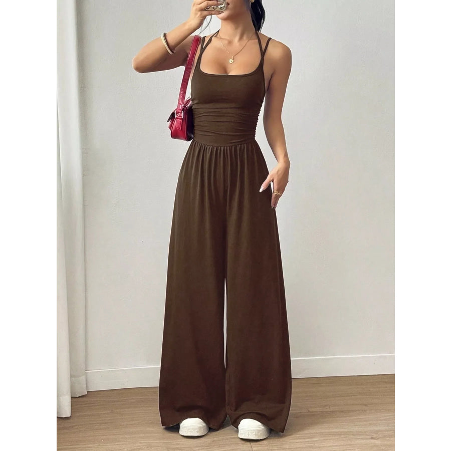 Spaghetti Strap Wide-Leg Jumpsuit Apparel and Accessories