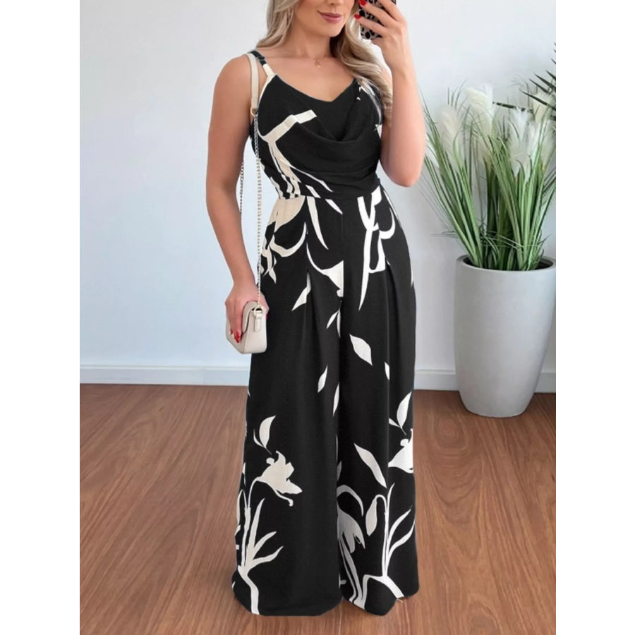Spaghetti Strap Wide Leg Jumpsuit Black / S Apparel and Accessories