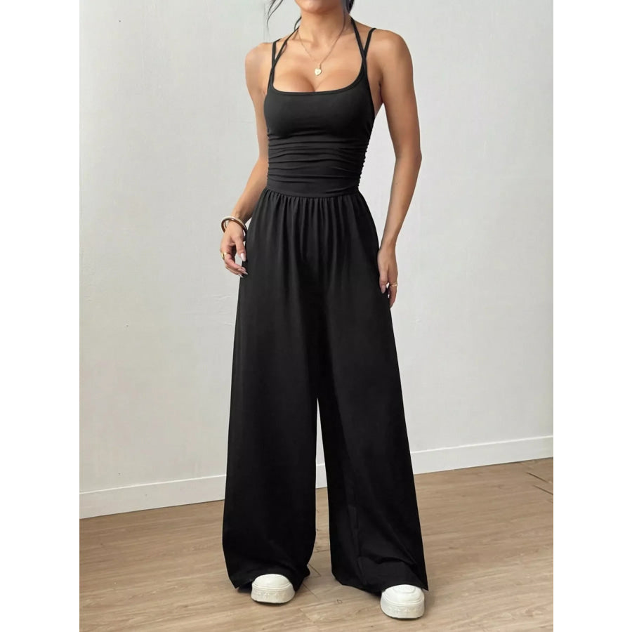 Spaghetti Strap Wide-Leg Jumpsuit Black / S Apparel and Accessories