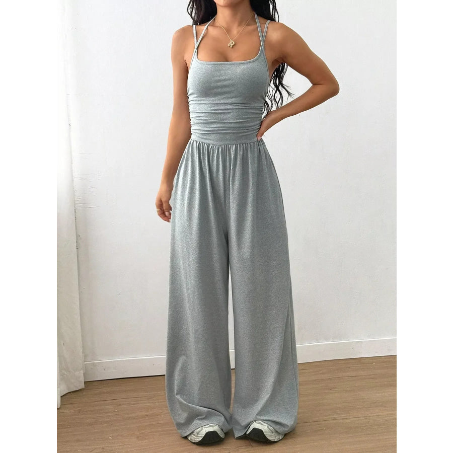 Spaghetti Strap Wide-Leg Jumpsuit Grey / S Apparel and Accessories