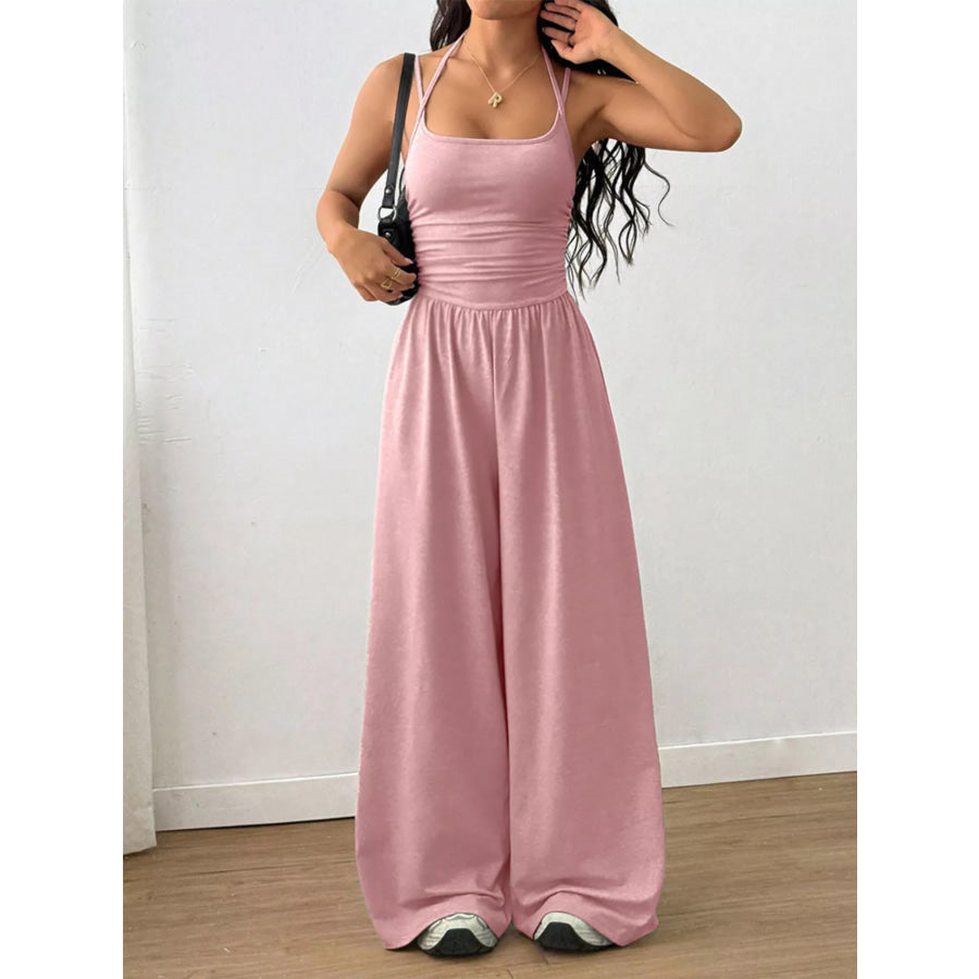 Spaghetti Strap Wide-Leg Jumpsuit Pink / S Apparel and Accessories