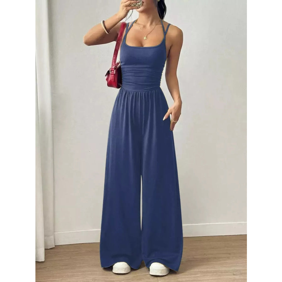 Spaghetti Strap Wide Leg Jumpsuit Royal Blue / S Apparel and Accessories