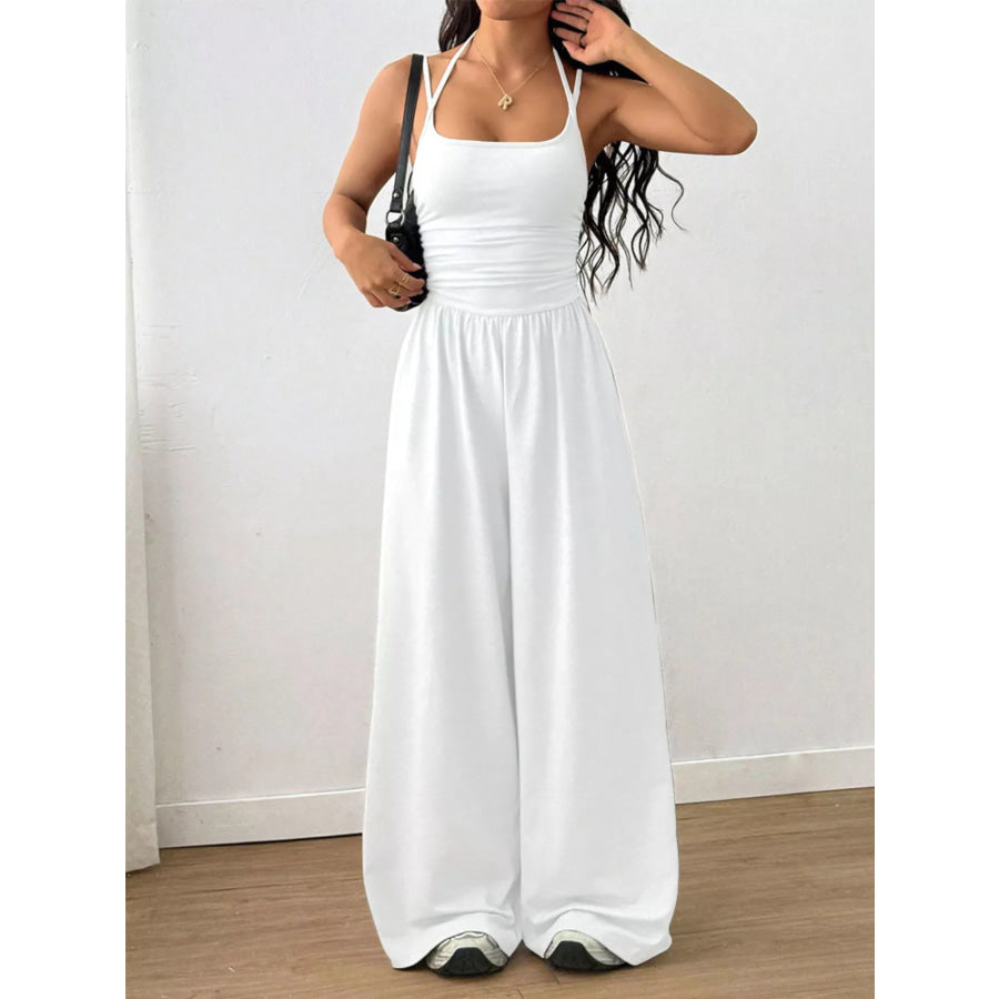 Spaghetti Strap Wide-Leg Jumpsuit White / S Apparel and Accessories