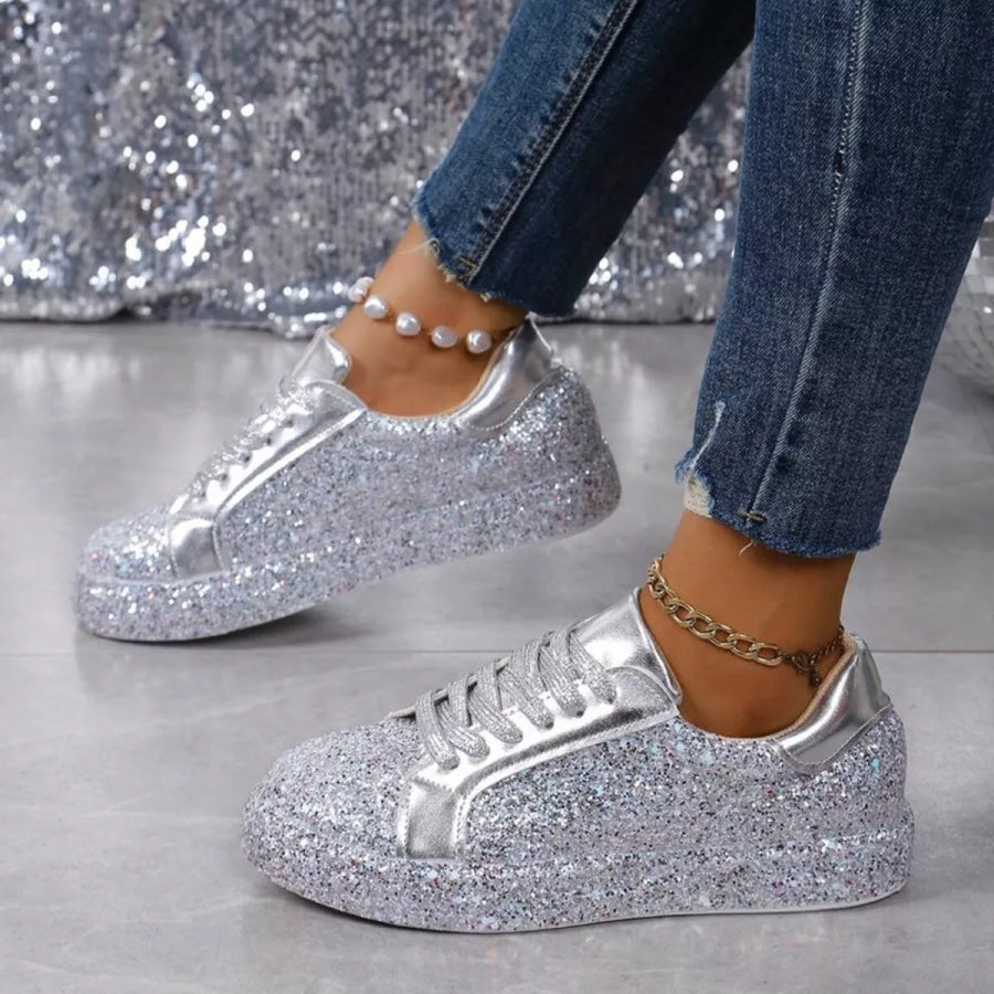 Sparkling Lace Up Sneakers Apparel and Accessories