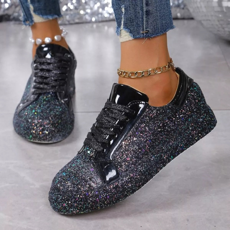 Sparkling Lace Up Sneakers Apparel and Accessories
