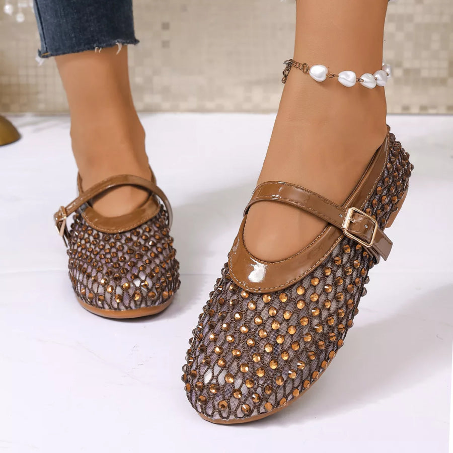 Sparkling Mesh Mary Jane Sneakers Brown / 36 Apparel and Accessories
