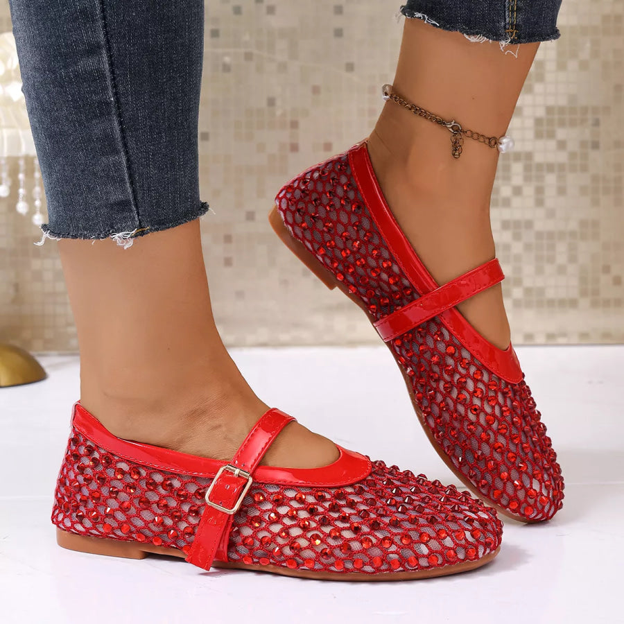 Sparkling Mesh Mary Jane Sneakers Burgundy / 36 Apparel and Accessories