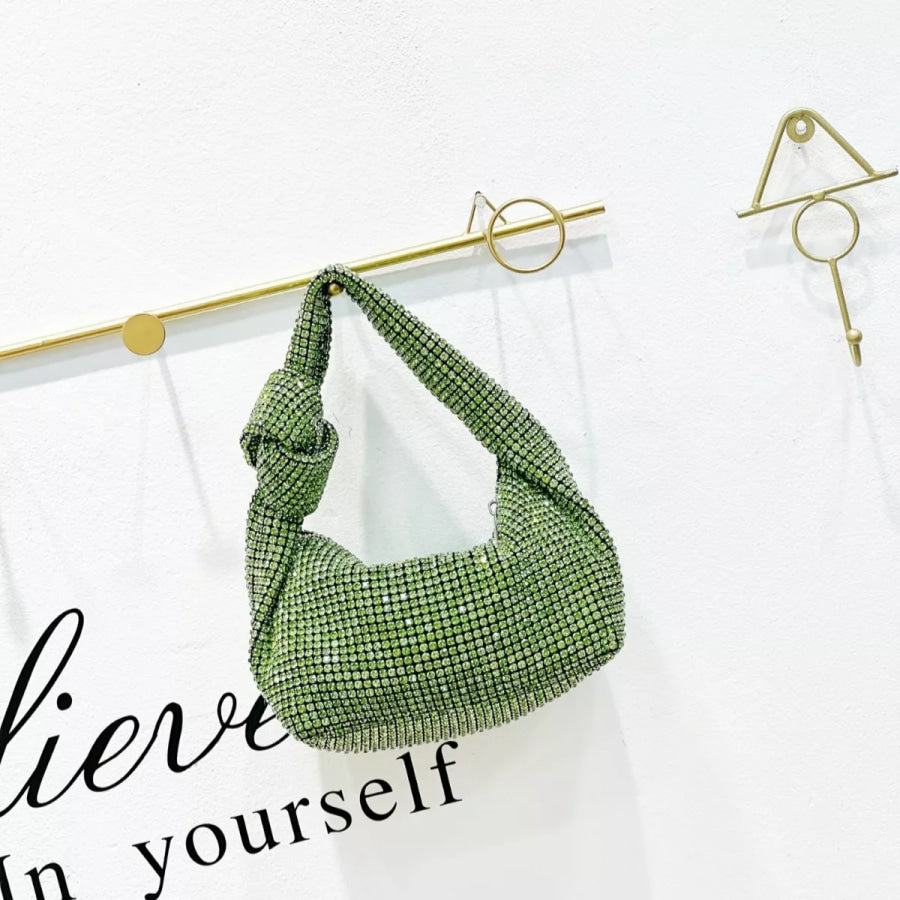 Sparkling Rhinestone Handbag Green / One Size Apparel and Accessories