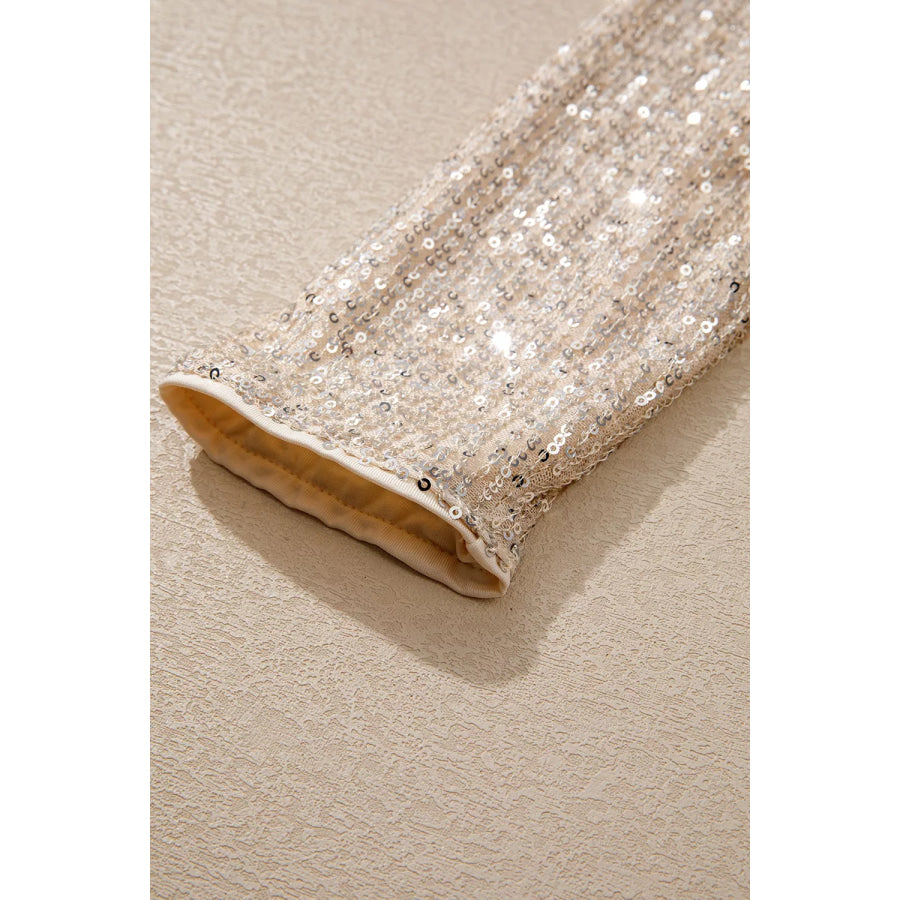 Sparkling Sequin Long Sleeve Bodysuit Apparel and Accessories