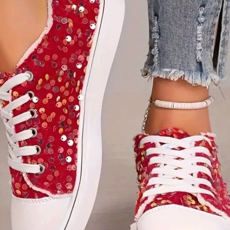 Sparkling Sequin Low-Top Sneakers Apparel and Accessories