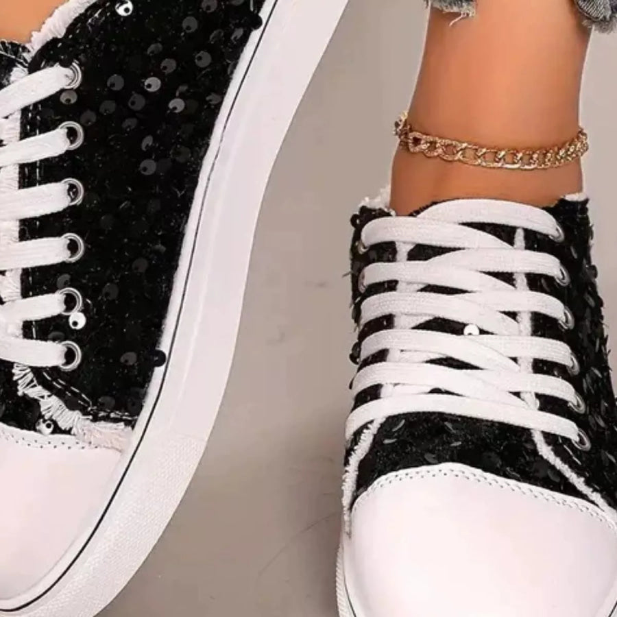 Sparkling Sequin Low-Top Sneakers Apparel and Accessories