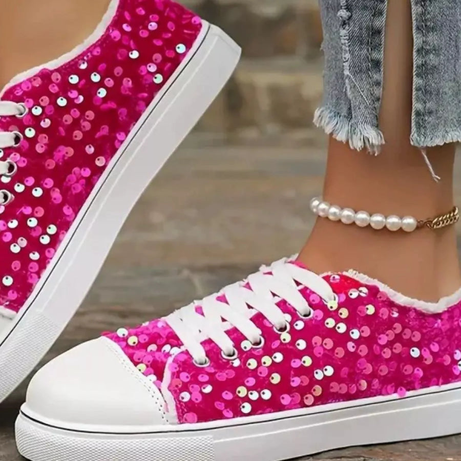 Sparkling Sequin Low-Top Sneakers Apparel and Accessories