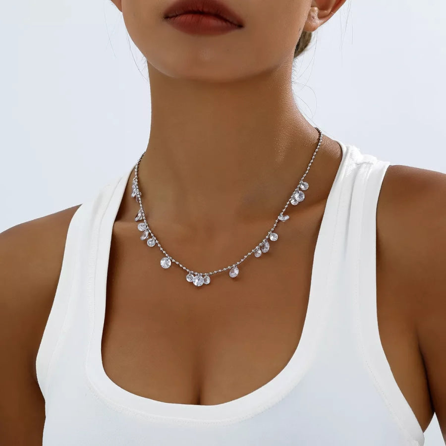 Sparkling Zircon Drop Necklace Silver / onesize Apparel and Accessories