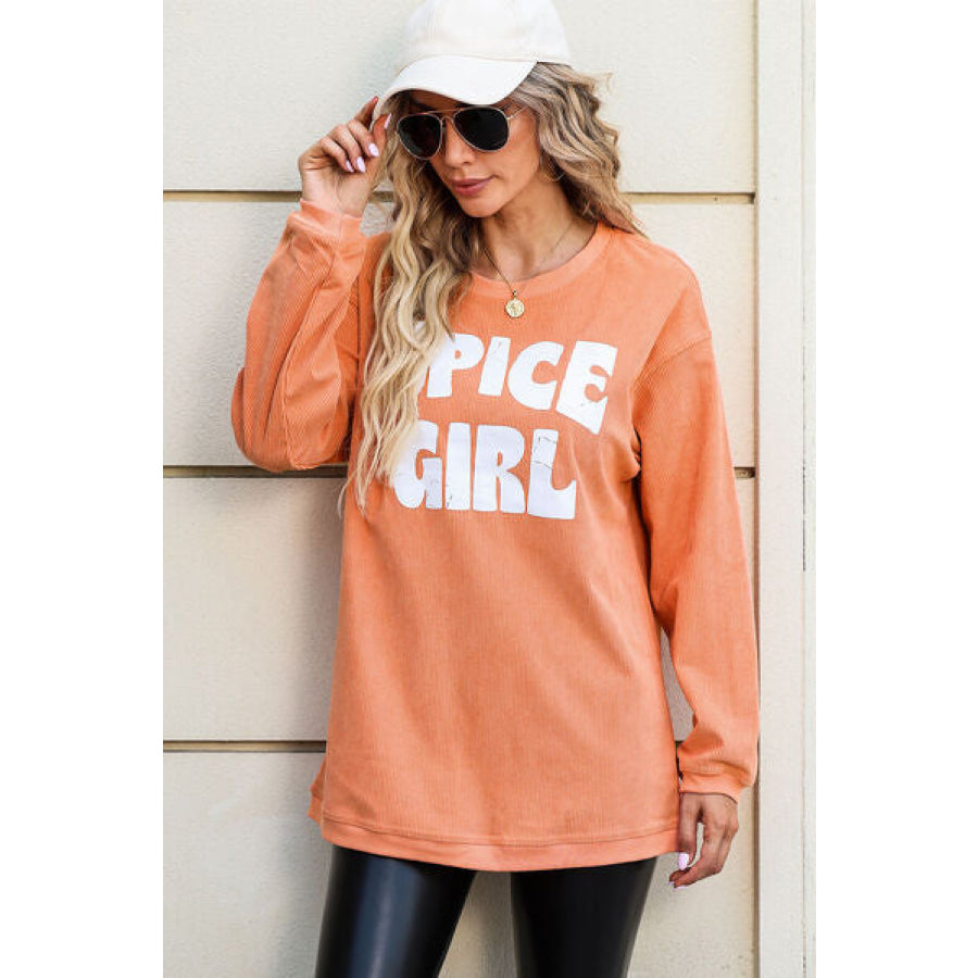 SPICE GIRL Round Neck Dropped Shoulder Sweatshirt Apparel and Accessories