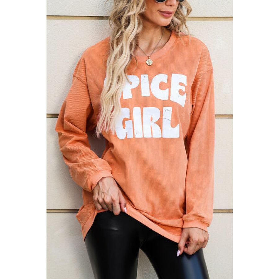 SPICE GIRL Round Neck Dropped Shoulder Sweatshirt Sherbet / S Apparel and Accessories