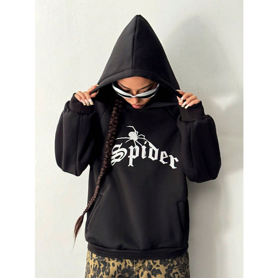 SPIDER Long Sleeve Hoodie with Kangaroo Pocket Apparel and Accessories