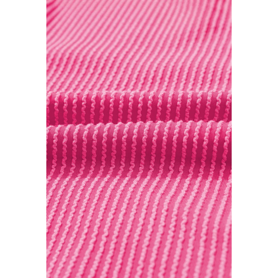Spiral Ribbed Cutout Bow Knot Back Oversize Top Apparel and Accessories