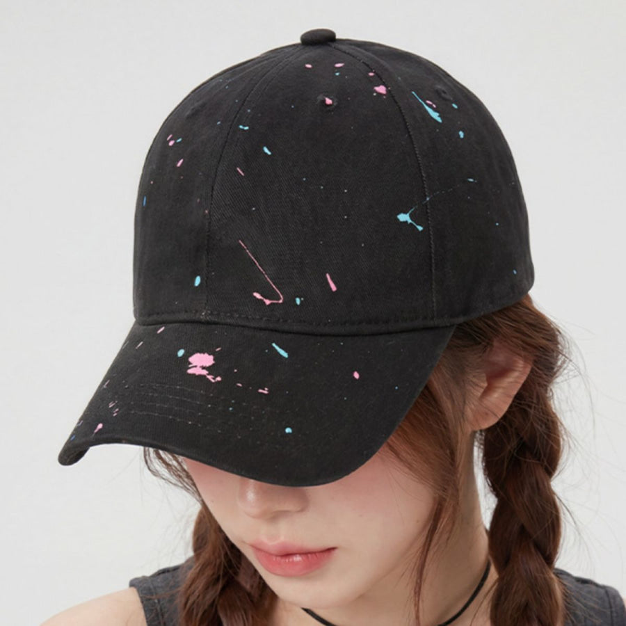 Splatter Paint Baseball Cap Black / ONESIZE Apparel and Accessories