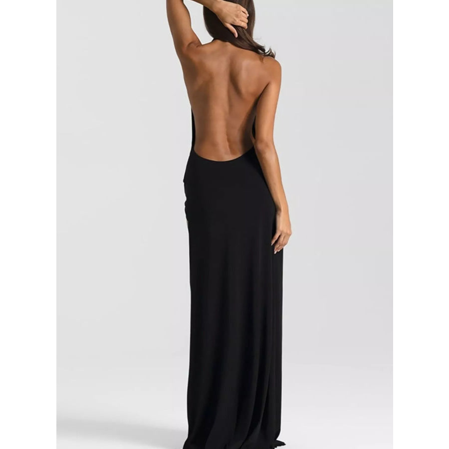 Split Backless Halter Neck Maxi Dress Apparel and Accessories